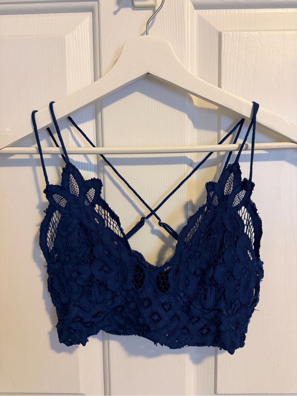 Free People Lace Bralette with Strappy Back in Navy